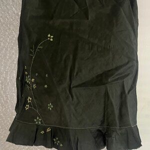 Olive Floral Embroidered Skirt